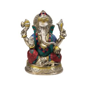 Ganesh-statyett med mosaikdekoration, 20 cm