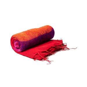 Meditationssjal röd med ränder, 200x80 cm