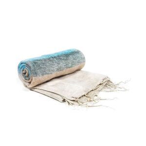 Meditationssjal cremefärgad med ränder, 200x80 cm