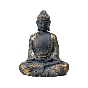 Meditationsbuddha antik finish Japan, 17x11x22 cm