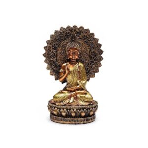 Buddha av trygghet med aura och tron, 12,8x8x18,5 cm