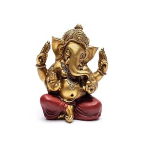 Ganesh-statyett guldfärgad, 14,3x10,5x17,7 cm