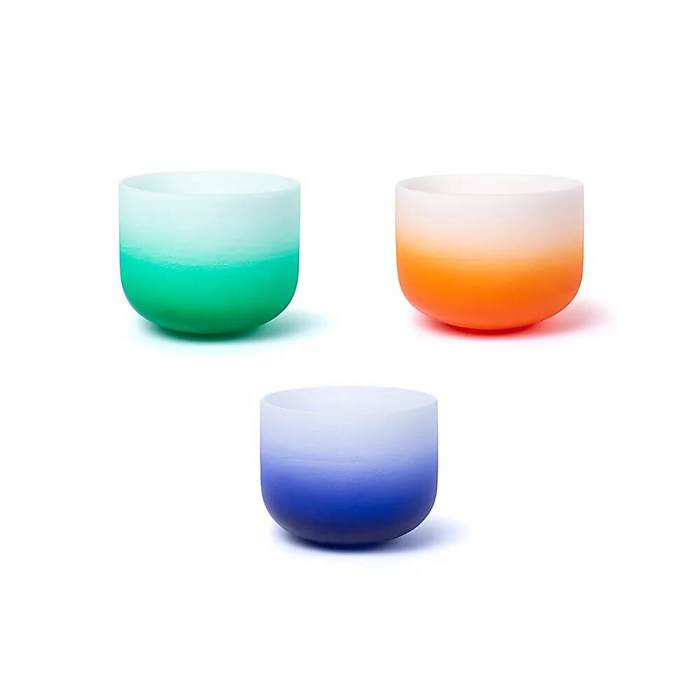 Set 7 kristall-klangskålar Aria gradient design 432 hz + 2 kuddar, 20-25cm - Bild 4