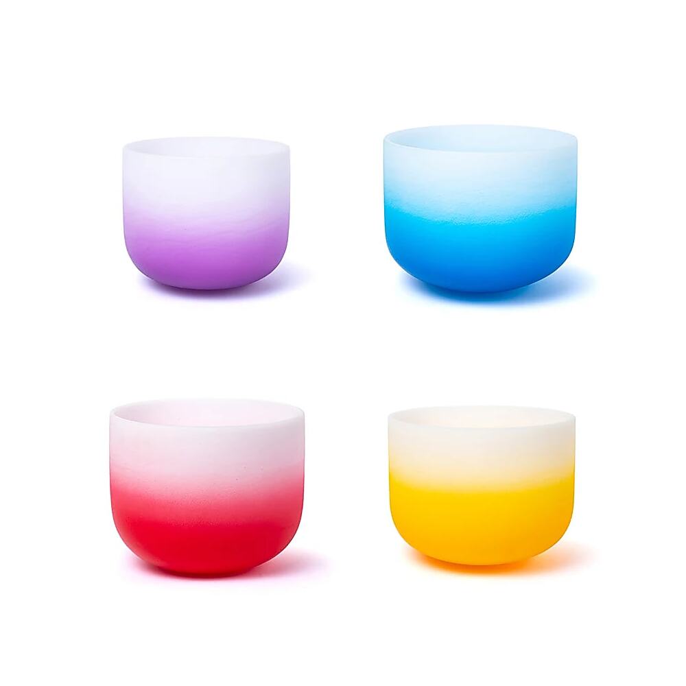 Set 7 kristall-klangskålar Aria gradient design 432 hz + 2 kuddar, 20-25cm - Bild 3