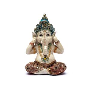 Ganesh-statyett Hör inget ont, 15x10x21 cm