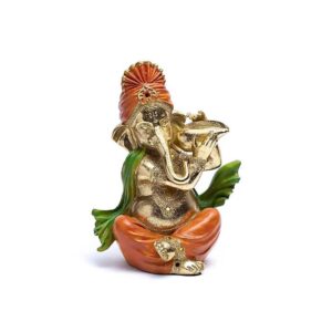 Ganesh-statyett med trumpet, 25x20x13 cm