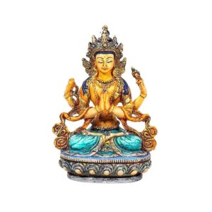 Chenrezig Buddha färgad, 11x7x15 cm