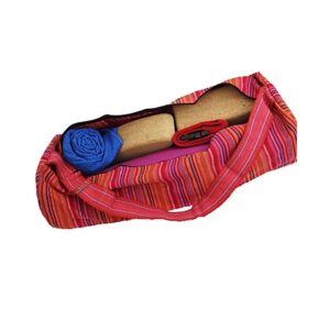 Yogaväska bomull rosa randig, 67x24 cm