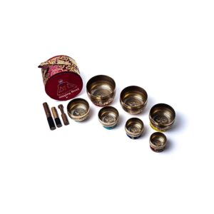 Set klangskål chakra Buddha Eyes med påse, ±4475g