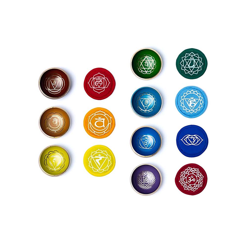 Set klangskål chakra färgade med påse, ±1450g - Bild 2