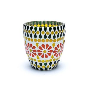 Mosaik värmeljushållare grön/gul, 10 cm