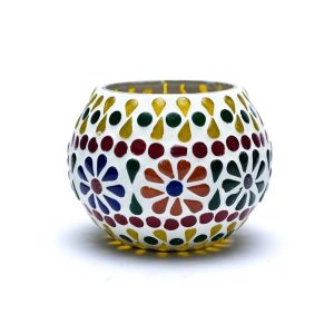 Mosaik värmeljushållare blommor, 7 cm