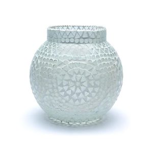 Mosaik värmeljushållare vit, 18 cm