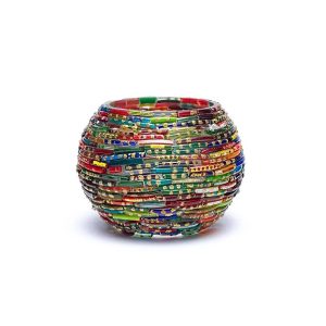 Mosaik värmeljushållare färgad randig, 7,5 cm