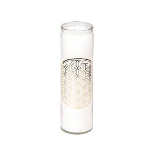 Doftande stearinljus Livets Blomma vitt, 21x6,5 cm