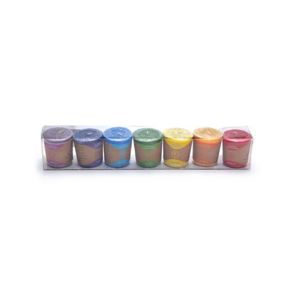 Chakras votivljus aromatiska ljus 7 x i presentask, 4,5x4 cm - Bild 2