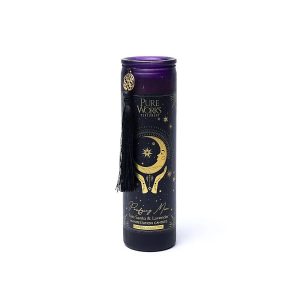 Manifestationsljus Renande måne i glas med tofs, 300 g