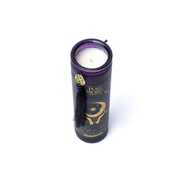 Manifestationsljus Renande måne i glas med tofs, 300 g - Bild 2
