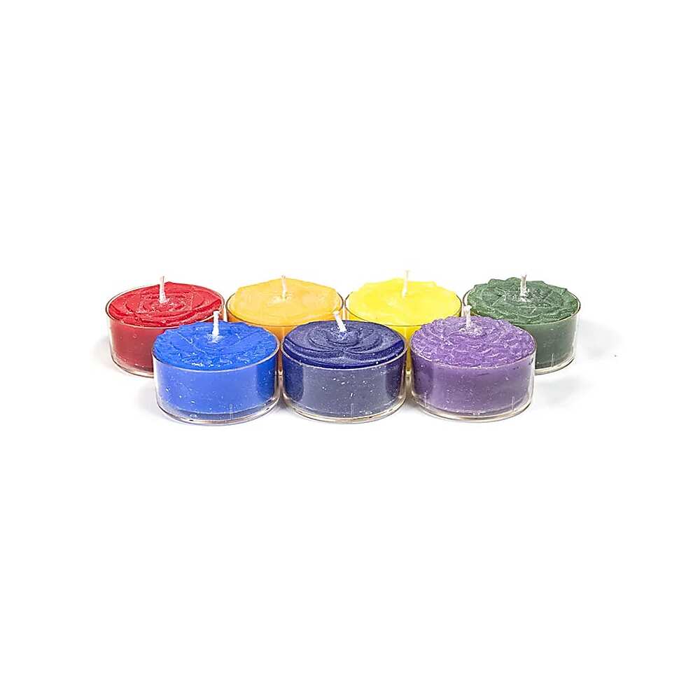 Chakra doftljus set om 7, 4x2 cm