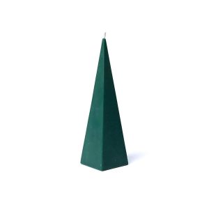 Pyramidljus mörkgrönt oparfymerat, 21x6cm