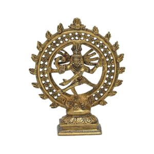 Shiva Nataraj mässingsdubbelring guldfärgad, 15 cm