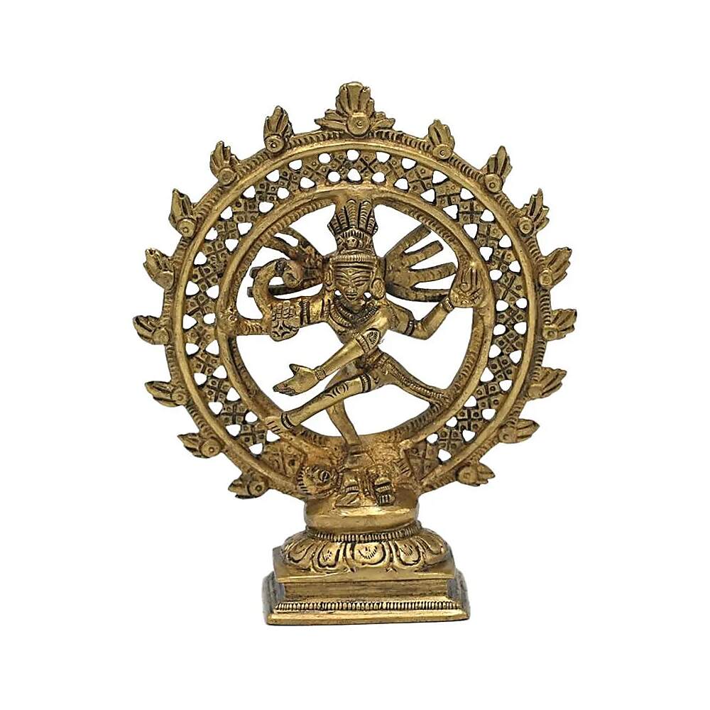 Shiva Nataraj mässingsdubbelring guldfärgad, 15 cm