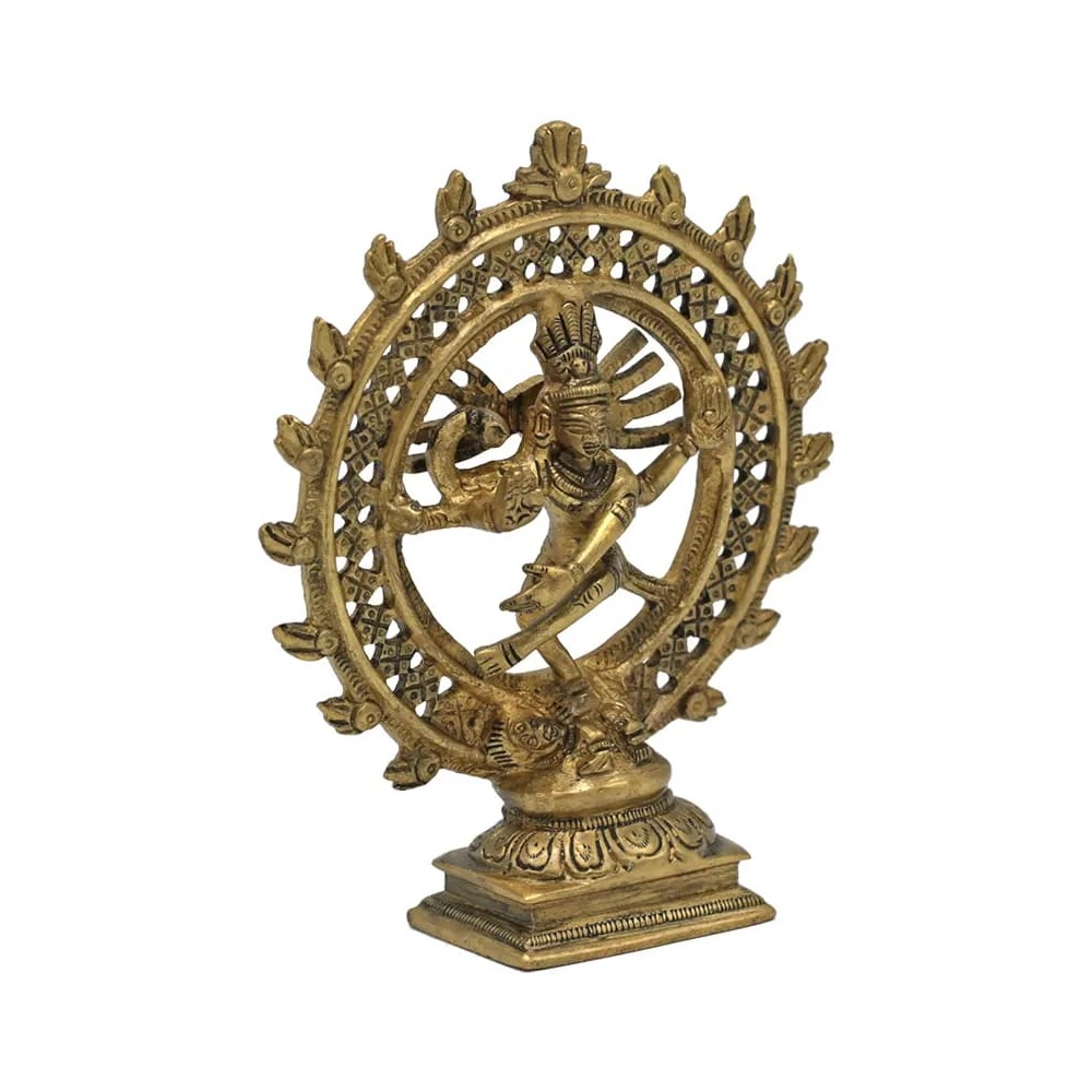 Shiva Nataraj mässingsdubbelring guldfärgad, 15 cm - Bild 3