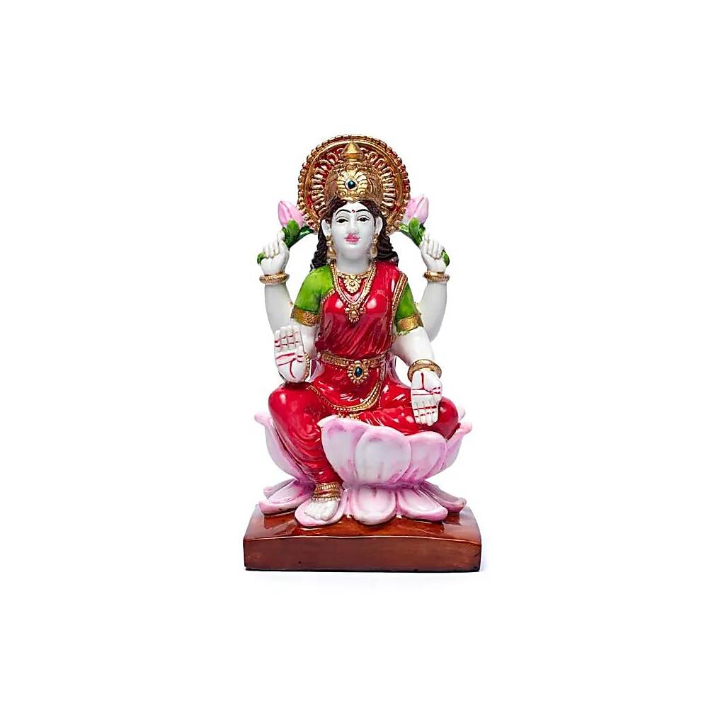 Lakshmi med lotusblommor, 18x10cm