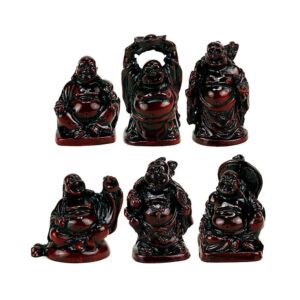 Buddhas röd Polystone SET med 6 miniatyrer, 5 cm