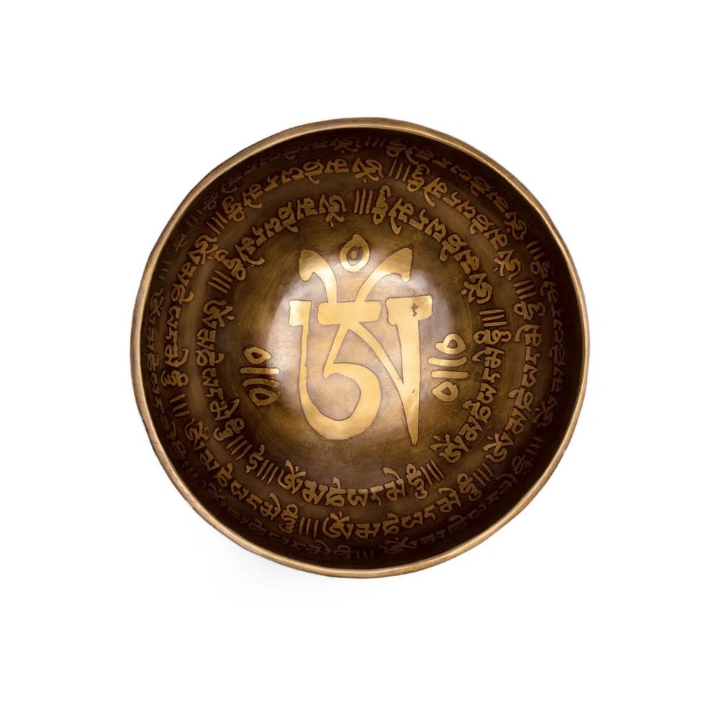 Klangskål Tibet snidad, 1650-1850 g; 24x10 cm - Bild 4