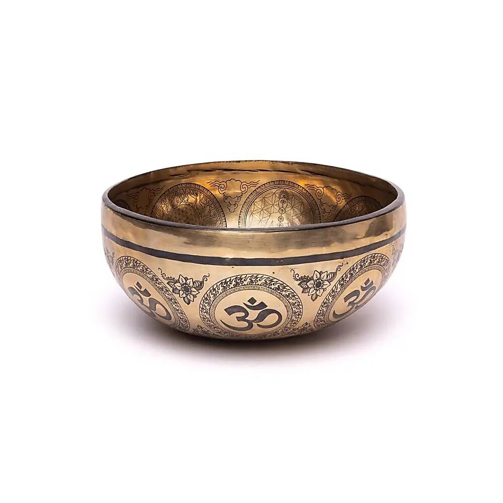 Lasergraverad klangskål Chakra Livets Blomma, ±1400-1600 g; ±22-24 cm
