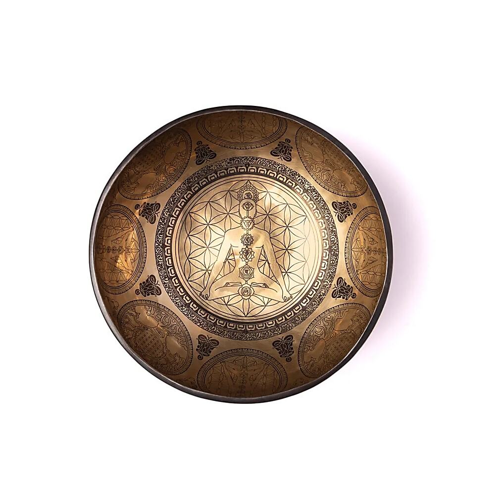 Lasergraverad klangskål Chakra Livets Blomma, ±1400-1600 g; ±22-24 cm - Bild 3