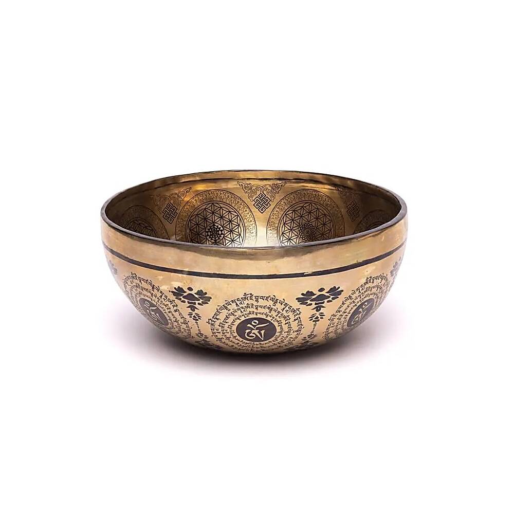 Lasergraverad klangskål Livets blomma, 1400-1600 g ; ±22-24 cm