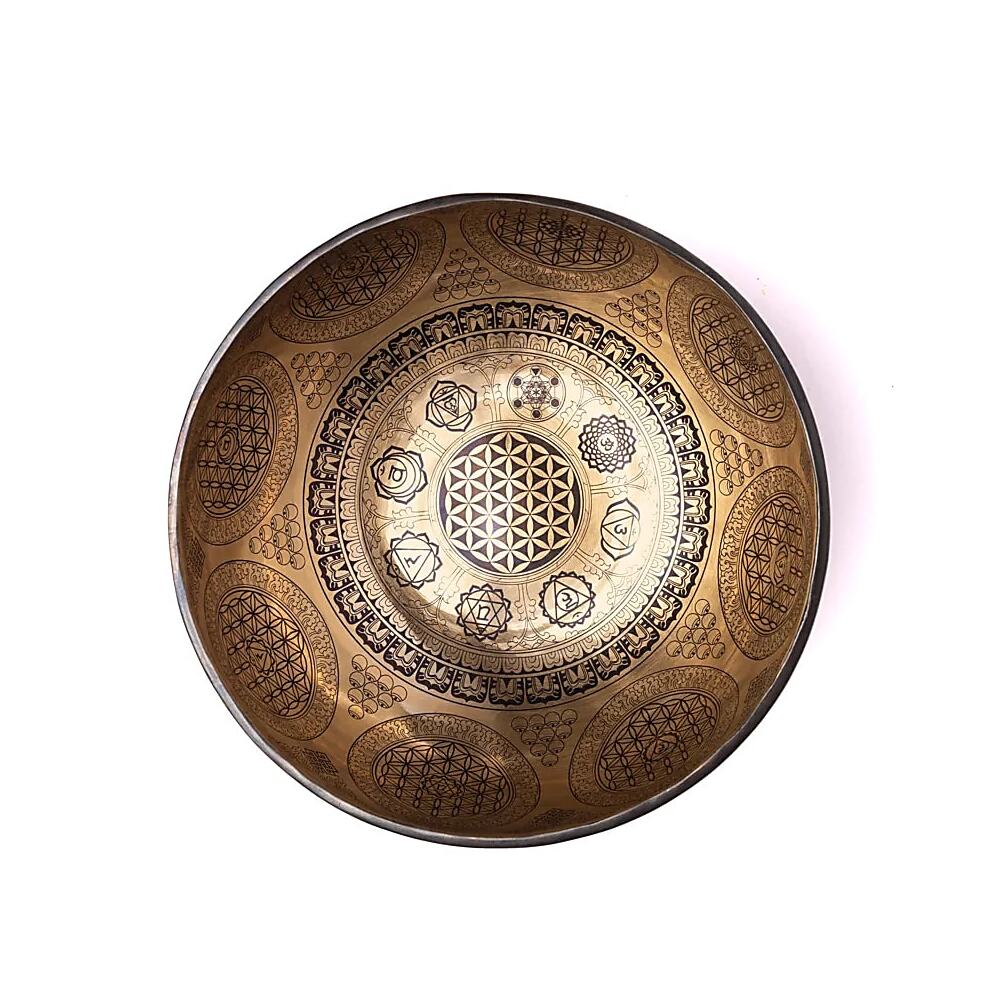 Lasergraverad klangskål Livets blomma, 1400-1600 g ; ±22-24 cm - Bild 3