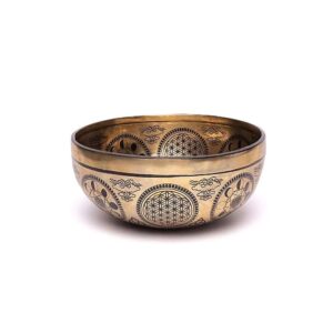 Lasergraverad klangskål Metatron’s Cube, 1400-1600 g ; ±22-24 cm