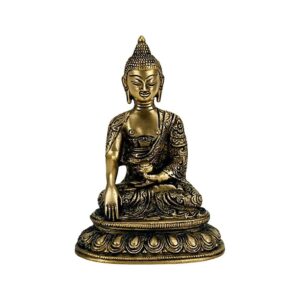 Buddha Shakyamuni statyett enfärgad, 15 cm