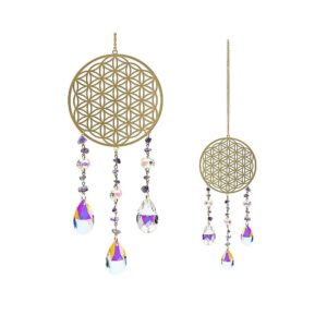 Solfångare med livets blomma och ametist, 38-39 cm