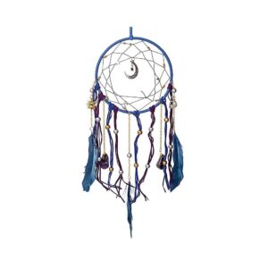 Drömfångare månhänge med trumlad ametist, ±16x45cm